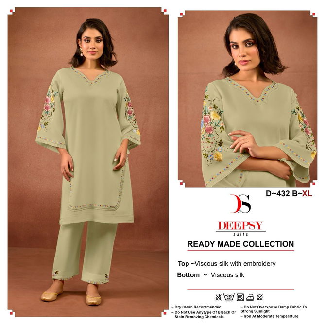 Deepsy D 432 Embroidery Viscose Silk Pakistani Kurti With Bottom Wholesale Shop In Surat